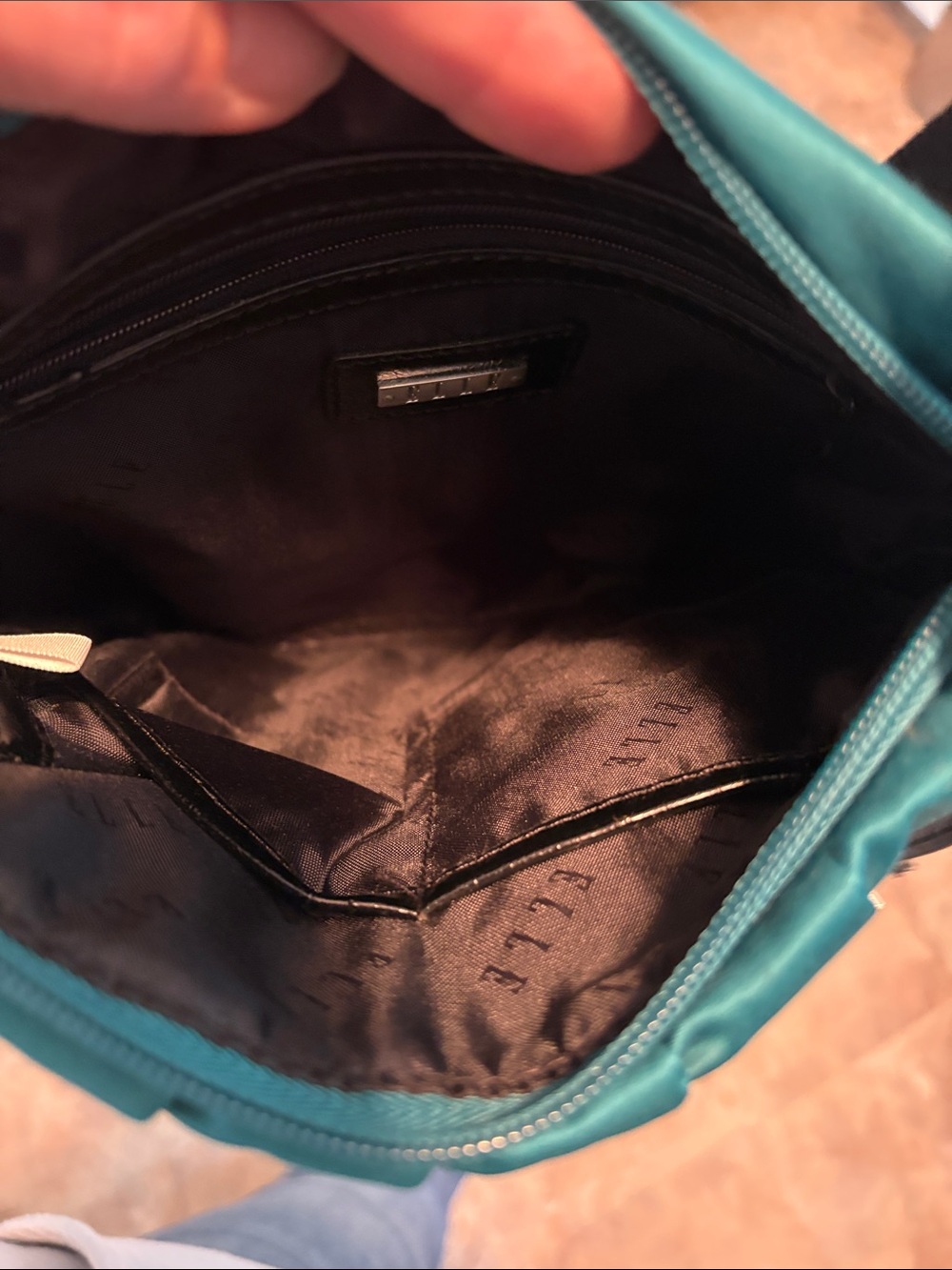 Elle Teal Pleated Crossbody Bag With 'E' Charm View 4